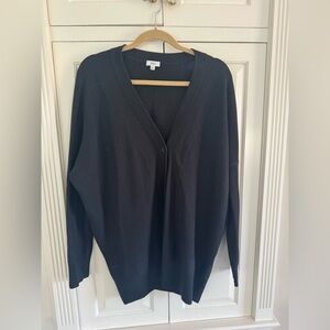 Vince Black V-Neck Single-Button Cardigan